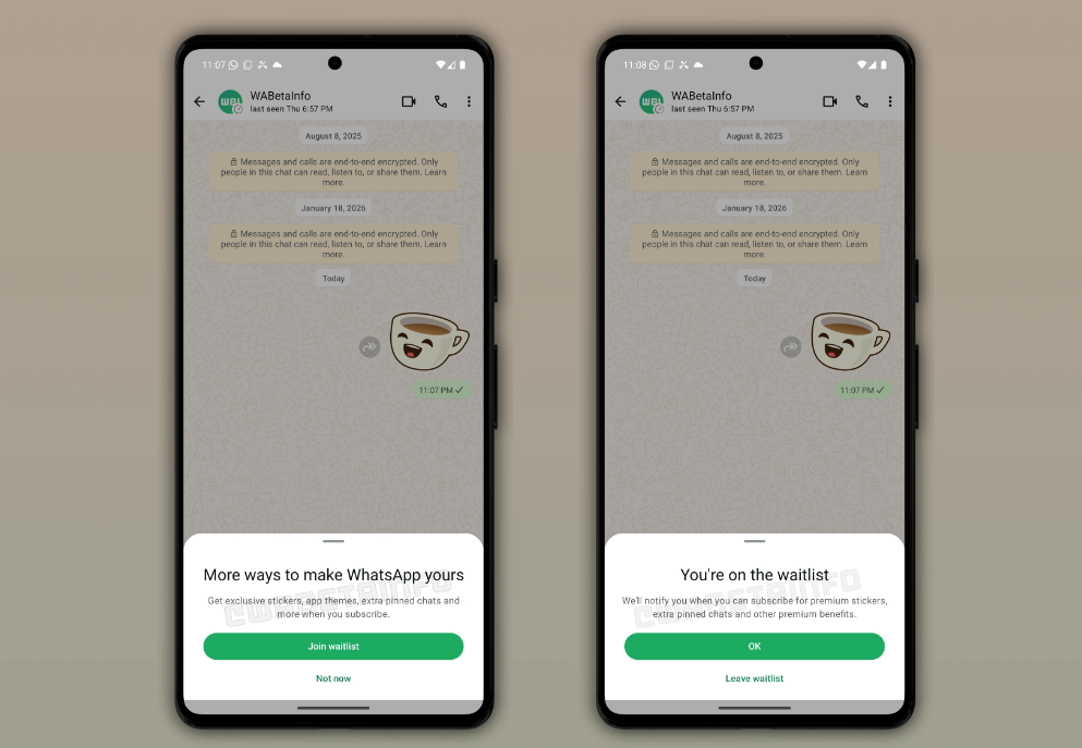 Optional Premium features coming soon WhatsApp.