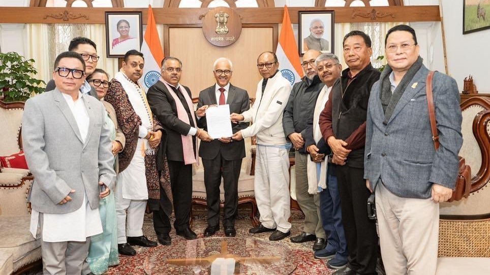 NDA legislature party leader Y Khemchand Singh stakes claim to form government in Manipur