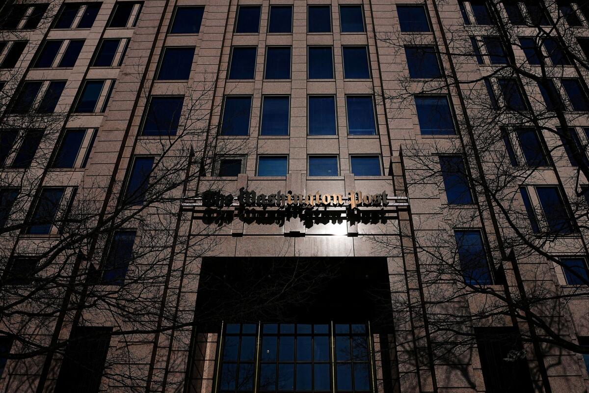 The Washington Post headquarters, after the Post announced it was starting widespread layoffs in Washington, DC, US.