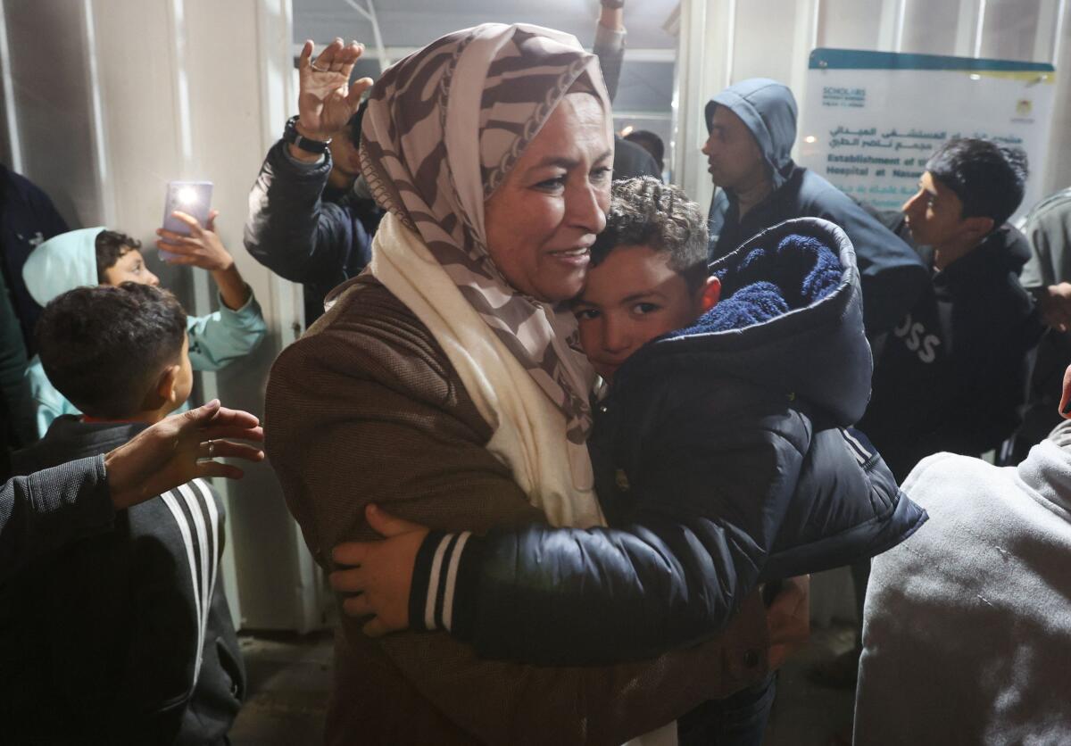 Palestinians coming from Rafah crossing arrive at Nasser Hospital in Khan Younis in the southern Gaza Strip.