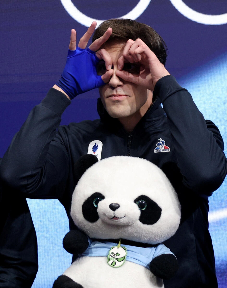 Geoffrey Brissaud of France reacts after performing in the Rhythm Dance