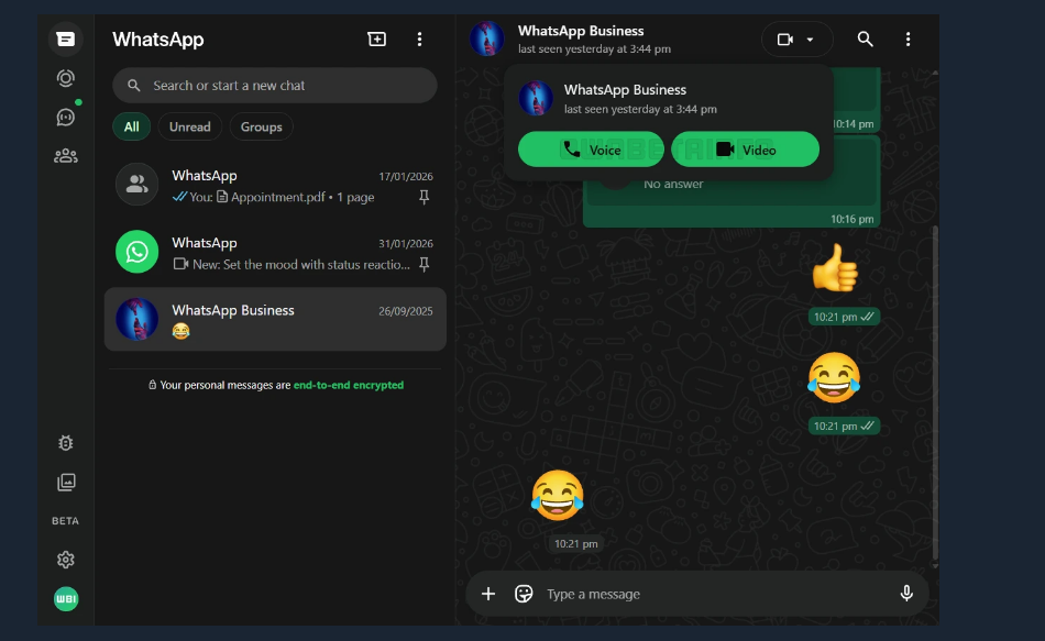 WhatsApp Web gets audio and video calling feature.