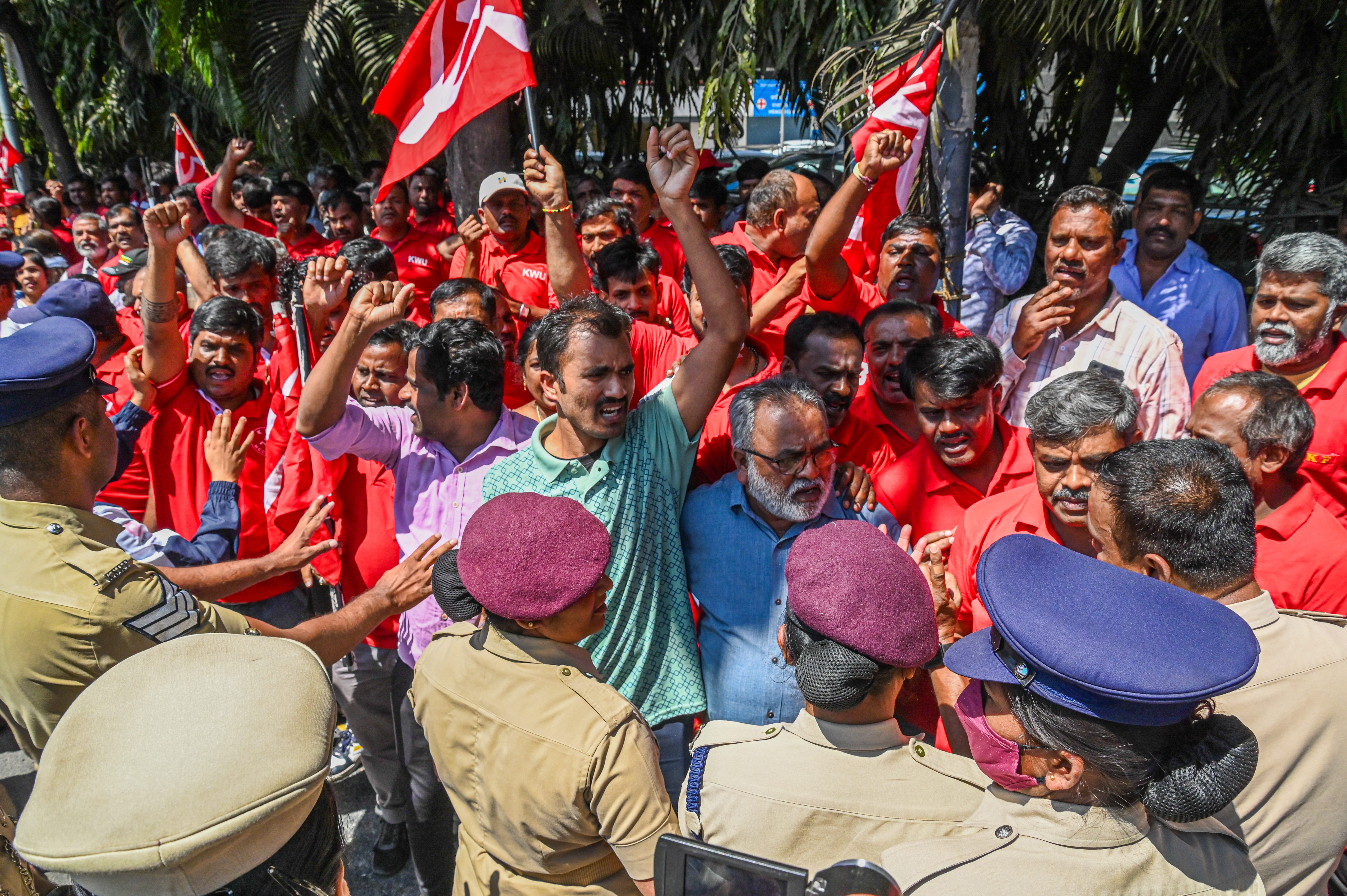 Trade union strike: Workers detained during protest in Bengaluru; mixed response from industries