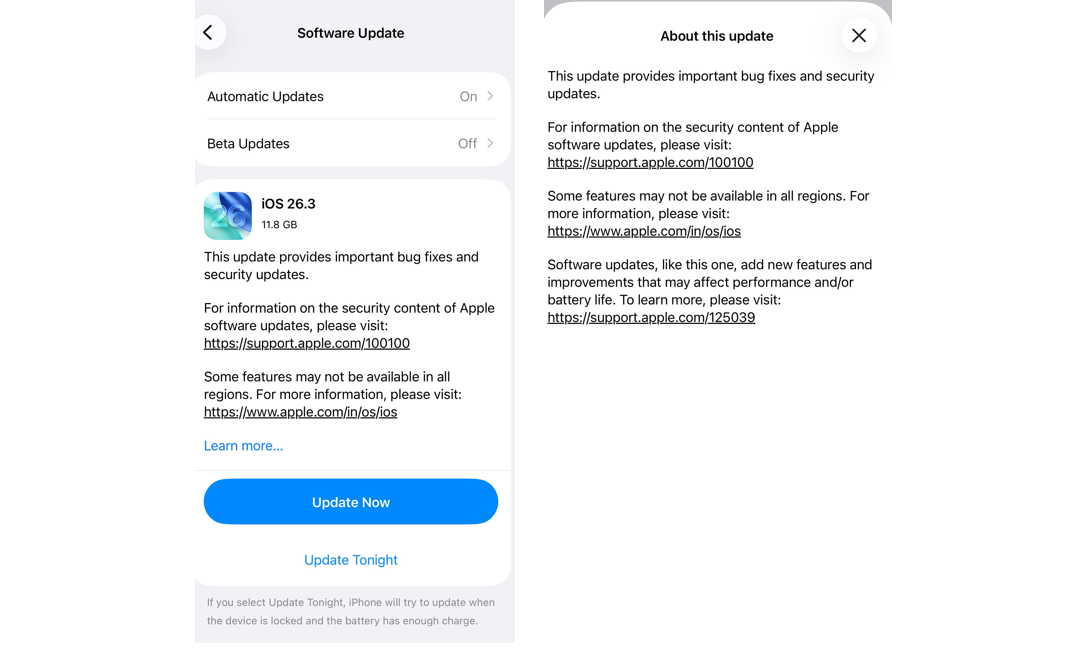 iOS 26.3 update.