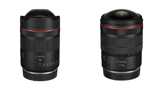 RF14mm f-1.4L VCM  (left) and  RF7-14mm f-2.8-3.5L Fisheye STM (right)
