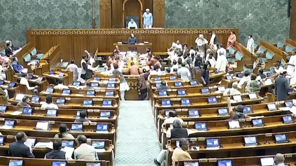 Lok Sabha proceedings adjourned till 12 noon as Opposition members raise slogans