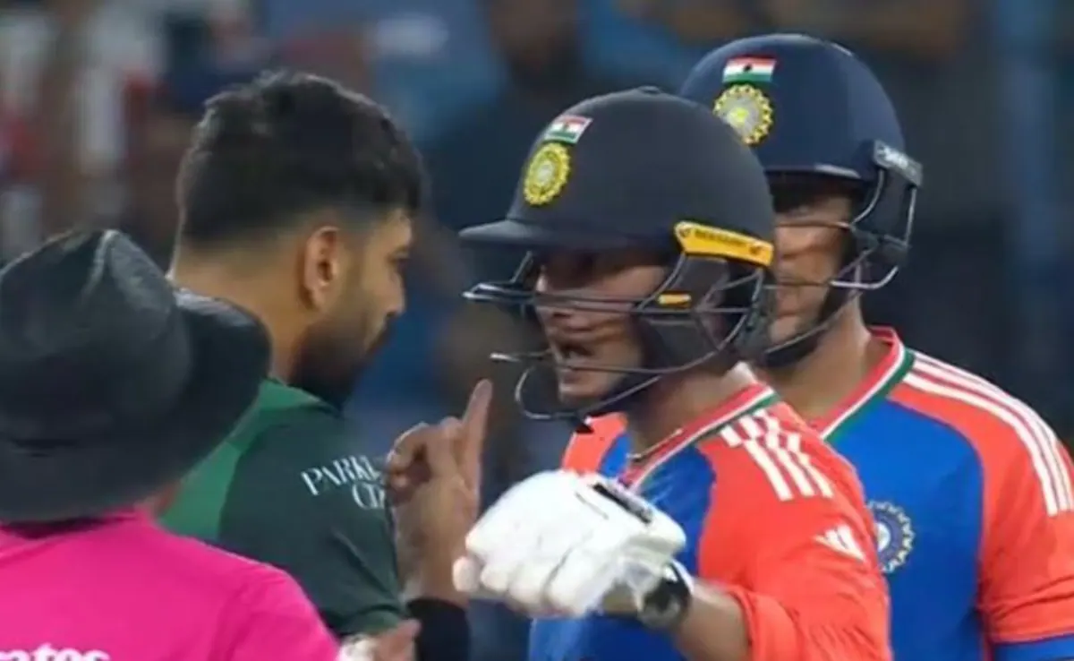 Abhishek Sharma and Haris Rauf engage in a fiery exchange. 