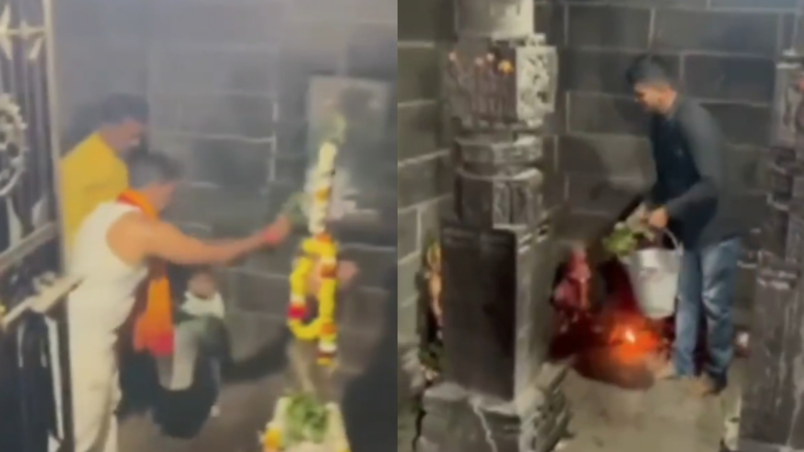 Viral video shows BJP workers 'purifying' temple with gomutra after Sena MLA Abdul Sattar's visit 