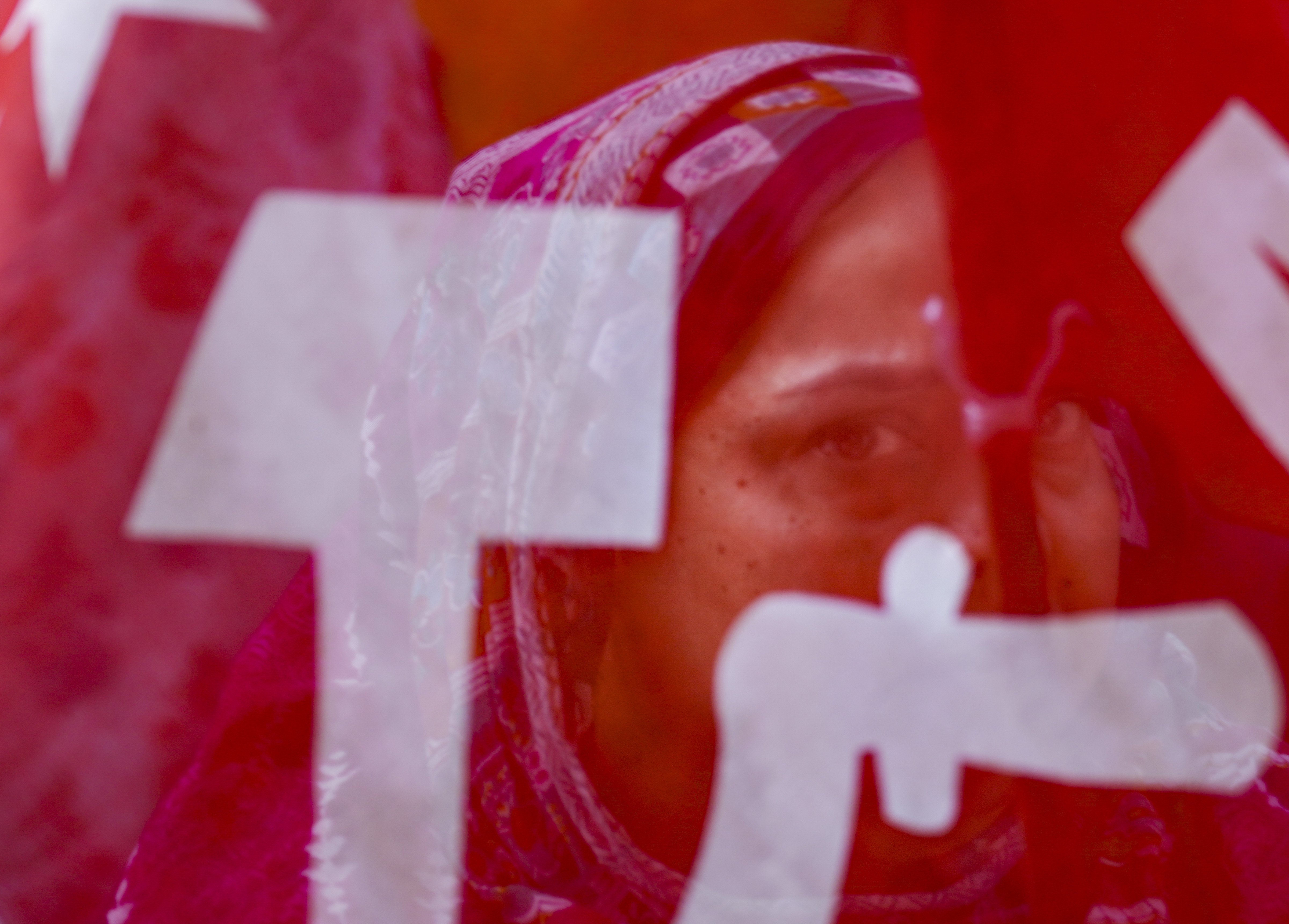  An agitator takes part in a protest as part of a nationwide strike.