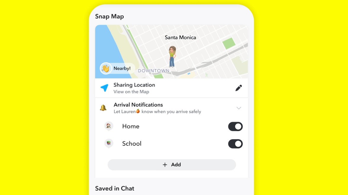 New arrival notification launched on Snap Map.