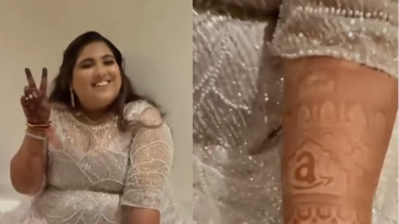 Viral video: Woman adds Amazon logo to her bridal mehendi; here's why
