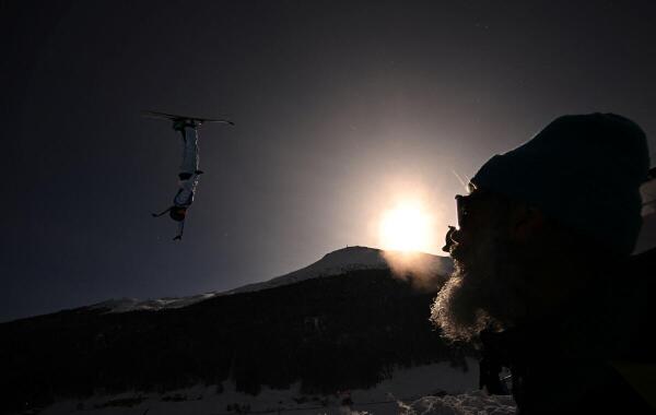 An athlete in action during the warm up before the event.