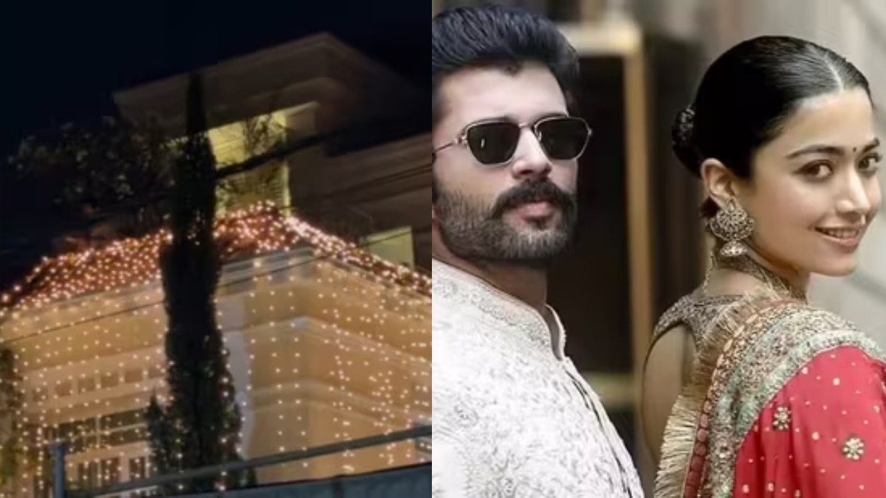 Vijay Deverakonda and Rashmika Mandanna's wedding rumours heat up as Vijay's residence glows with festive lights