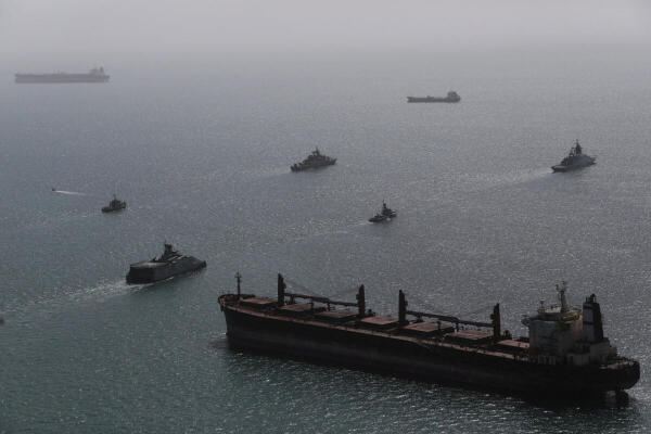 Ships during the joint Navy exercise of Iran and Russia in southern Iran.