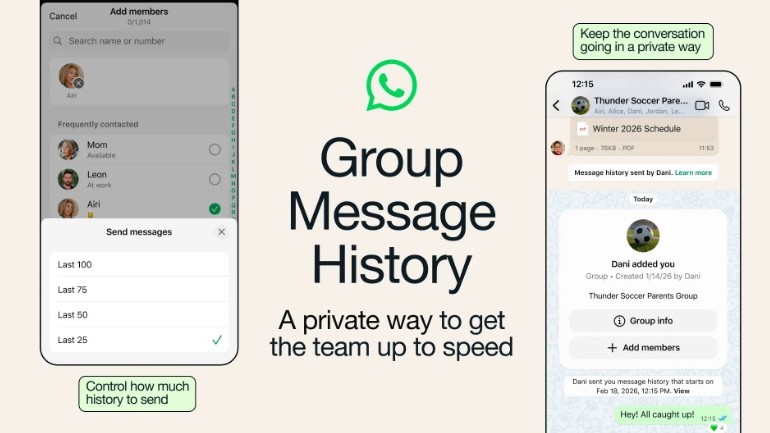 WhatsApp Group Chat history feature launched.