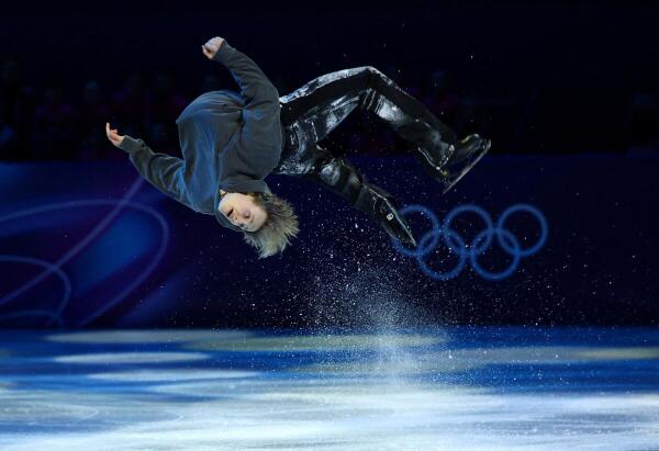 Ilia Malinin of United States performs during the Exhibition Gala.