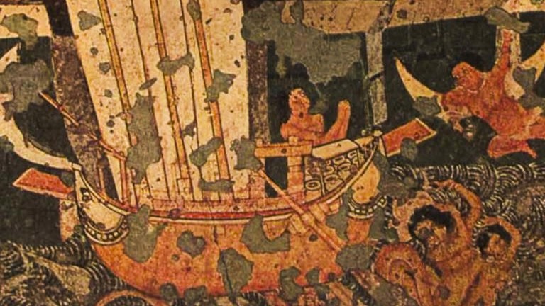 The Mural in Ajanta caves which inspired the ship. 