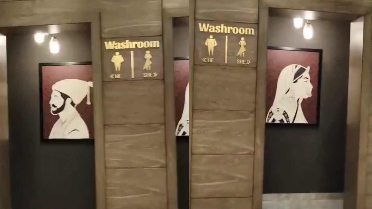 Video showing portraits of 'Shivaji Maharaj', 'Rani Padmini' as washroom signage triggers row