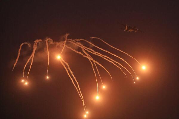 Indian Air Force demonstrates its prowess during a drone show rehearsal for Exercise Vayushakti-26, at Chandan Field Firing Range, in Jaisalmer.