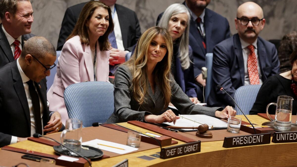 Melania Trump promotes 'peace through education' at UN as war with Iran expands