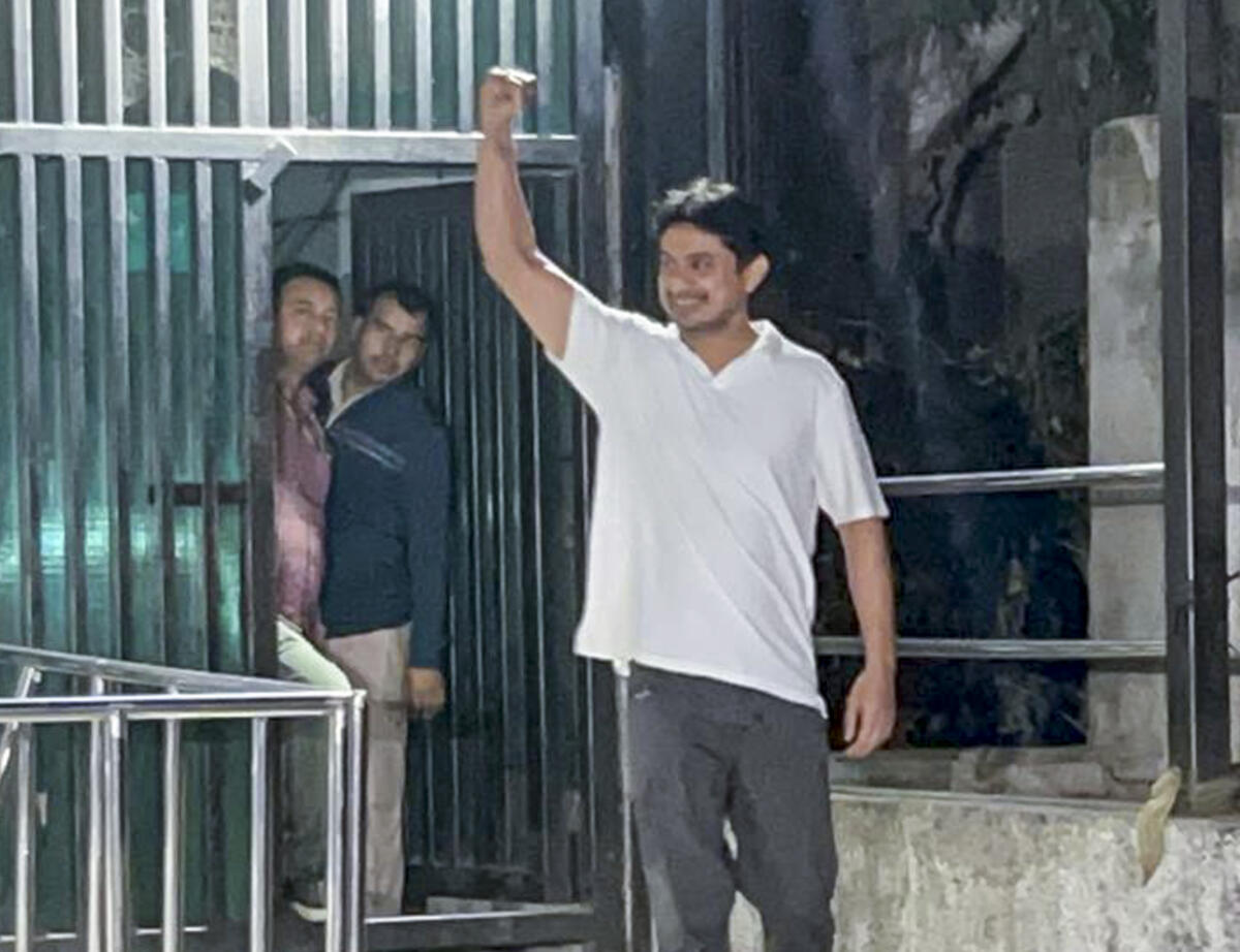 Indian Youth Congress (IYC) National President Uday Bhanu Chib after being released from Tihar Jail following court orders, in New Delhi. Credit: X/IYC