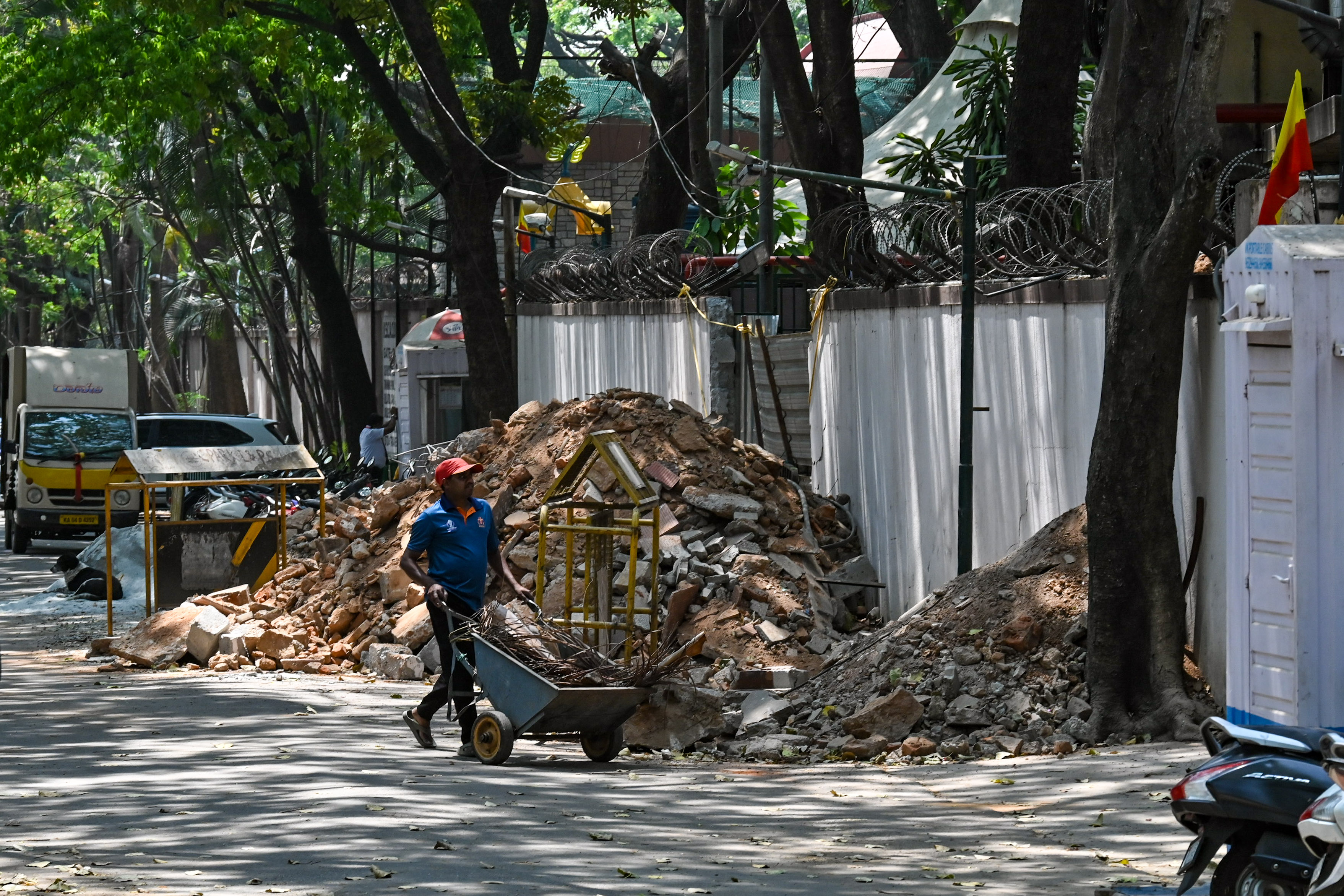 A view of ongoing maintenance and safety work at M Chinnaswamy Stadium in Bengaluru on Wednesday March 04 2026 which had remained closed following last year’s tragic stampede incident. The venue is being readied to host IPL matches again with five Royal Challengers Bengaluru (RCB) home games scheduled to take place here this season. DH PHOTO/PUSHKAR V