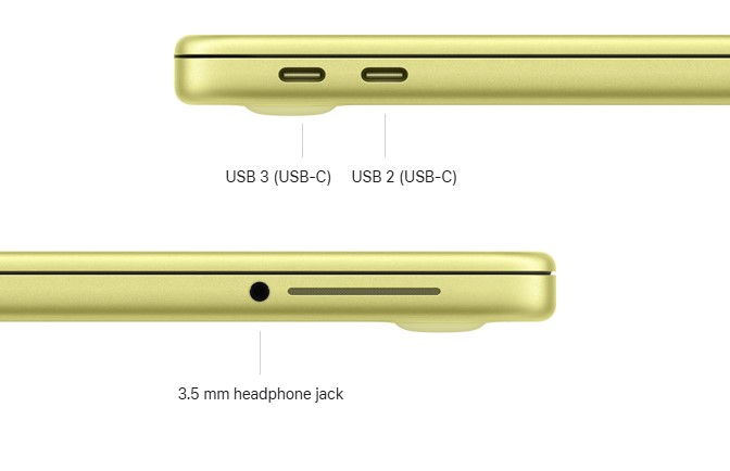Connectivity features of the MacBook Neo.
