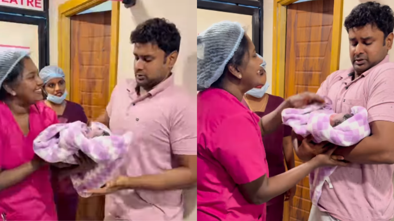 Watch: Father gets nervous as doctor hands him newborn, internet calls it 'purest form of love'
