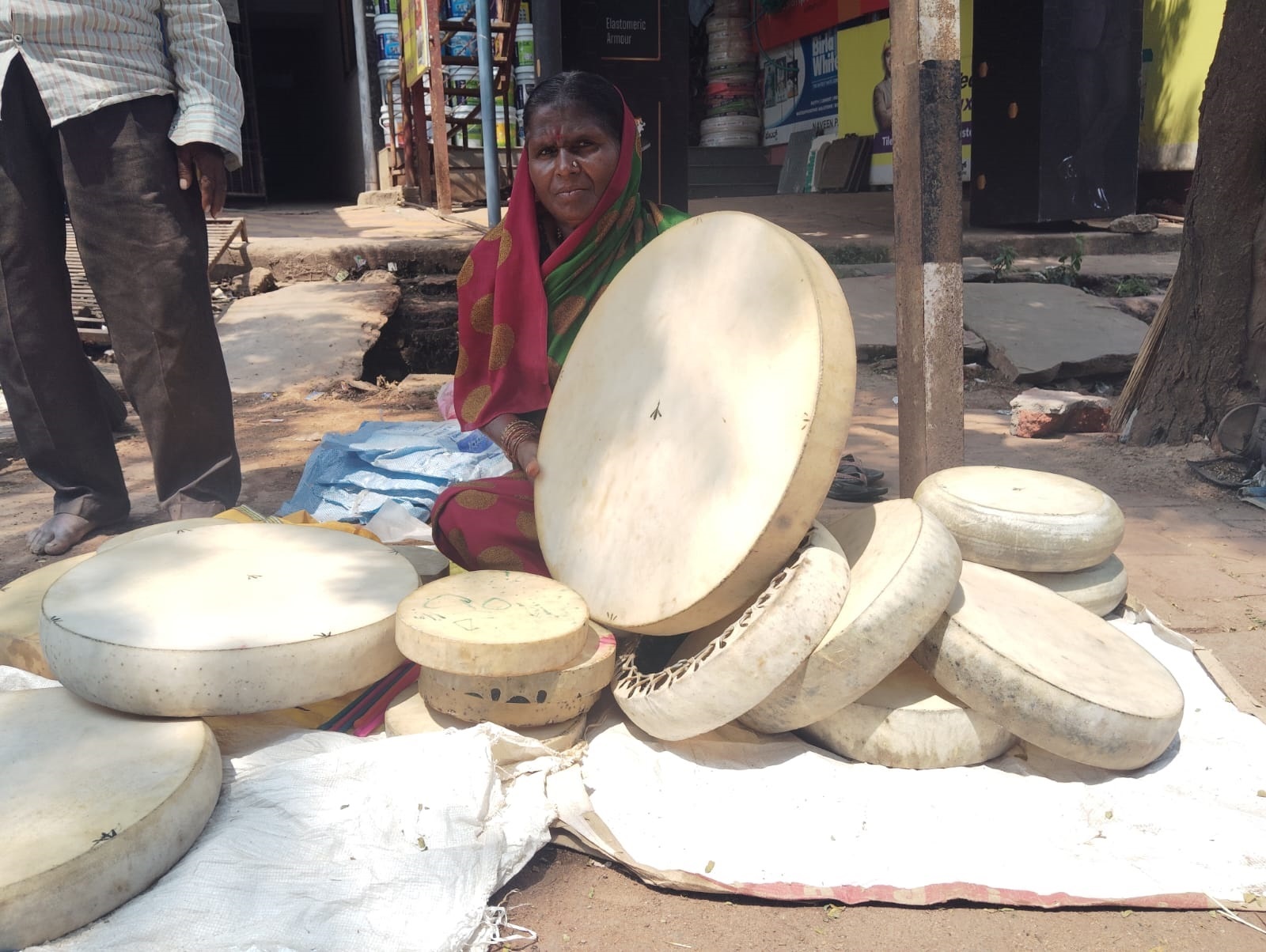 A woman sells Halagi in Dharwad. 