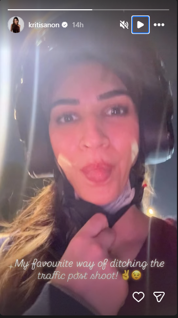 Screenshot of Kriti Sanon's bike ride video