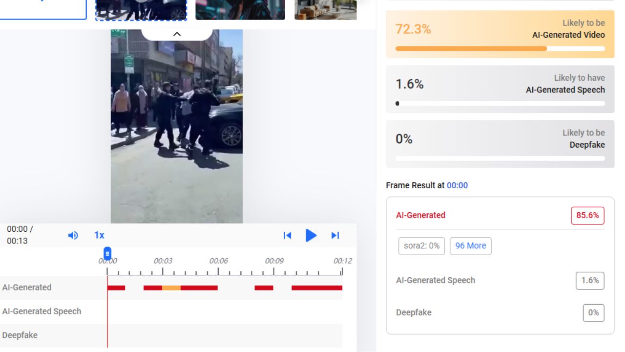 A screenshot showing Hive Moderation results