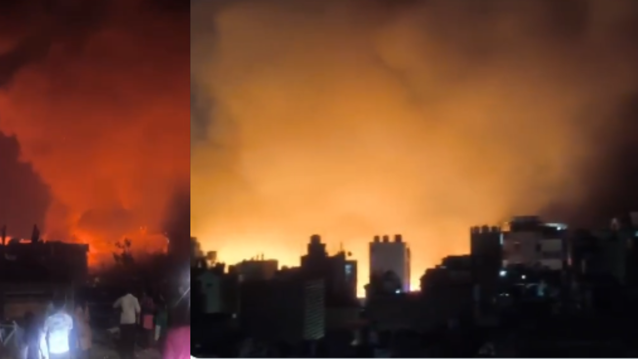 Massive fire engulfs slum cluster in Delhi's Matiala; visuals surface