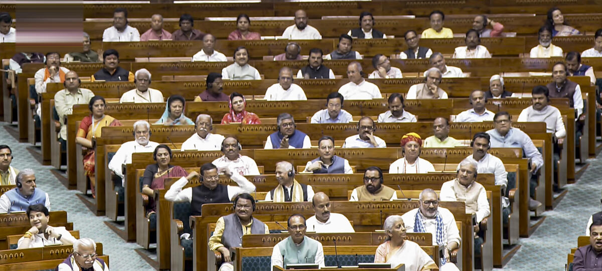 Union Ministers Nirmala Sitharaman, Shivraj Singh Chouhan and others in the Lok Sabha during the second part of Budget session of Parliament, in New Delhi.