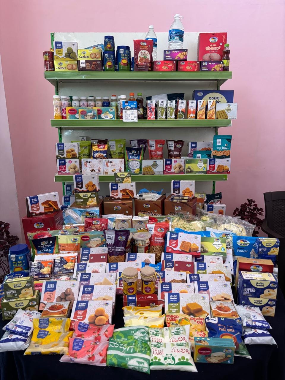 Nandini products being showcased at the dairy.