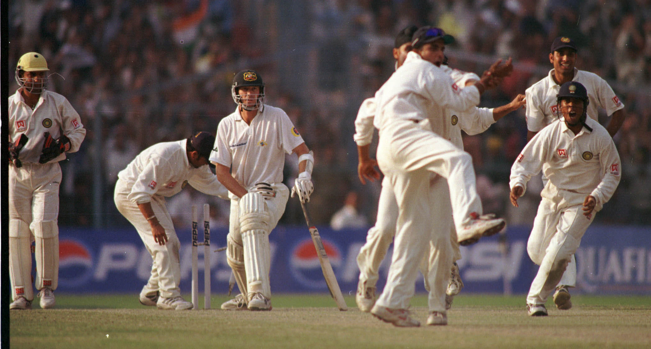 Indians celebrate after dismissing Australia