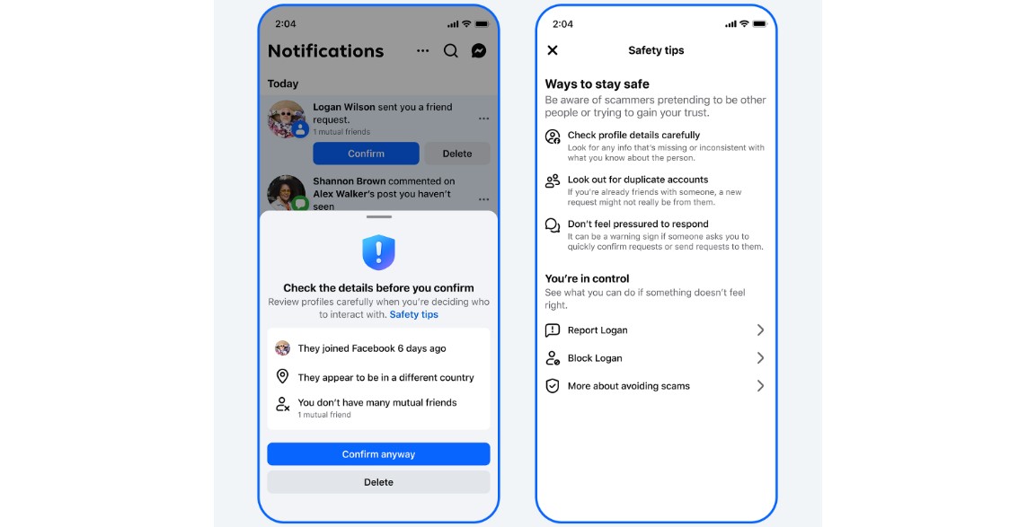 Facebook's fraud alert feature.