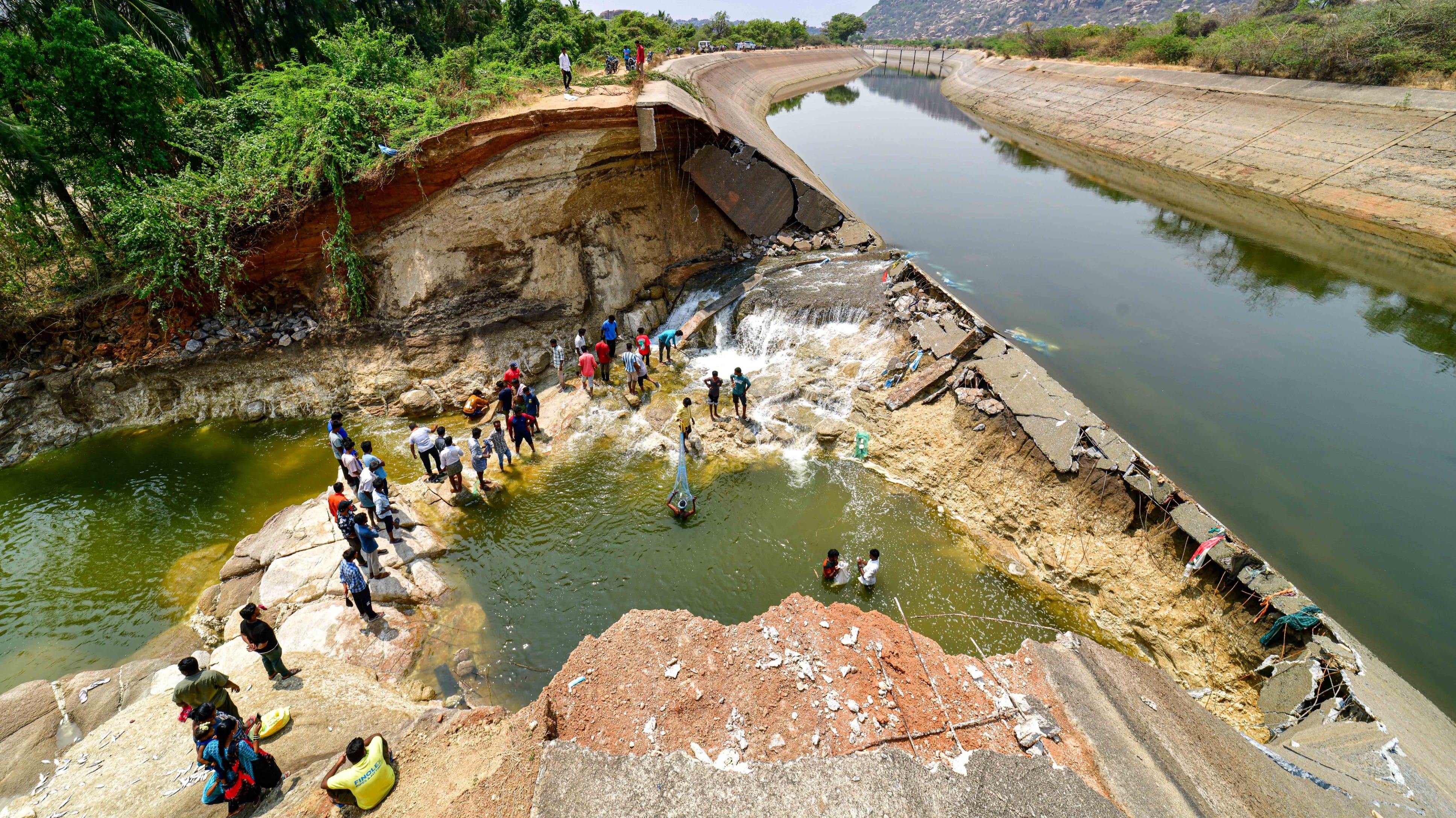 Karnataka: Breach in Left Bank Canal floods paddy fields in Koppal, Raichur