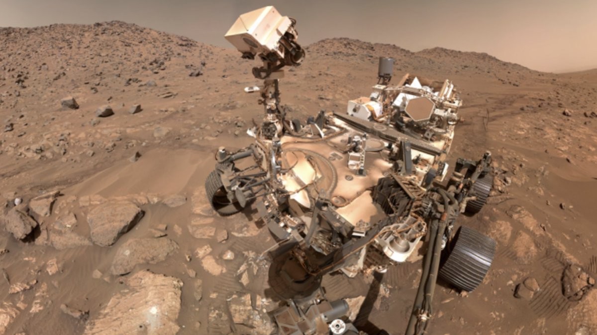 The Perseverance rover on Mars. 