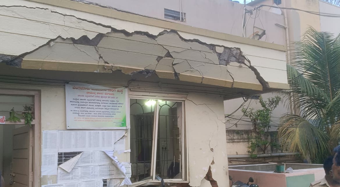 The bus depot suffered significant structural damage after the crash.