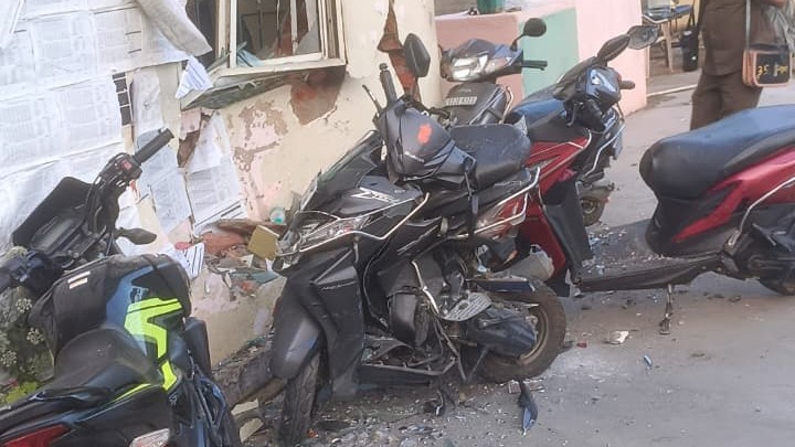 Damage was caused to park two-wheelers as well. 