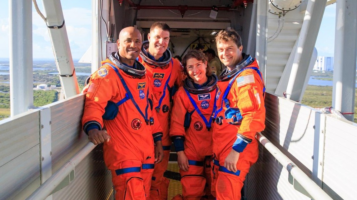 Artemis II astronauts Victor Glover, Jeremy Hansen, Christina Koch, and Reid Wiseman (left to right).