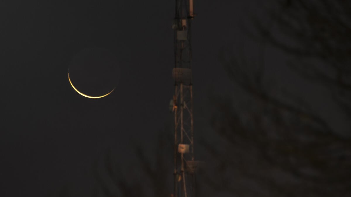 A view of the crescent moon on the eve of the ‘Eid al-Fitr’ festival, in Chikkamagaluru, Friday, March 20, 2026.
