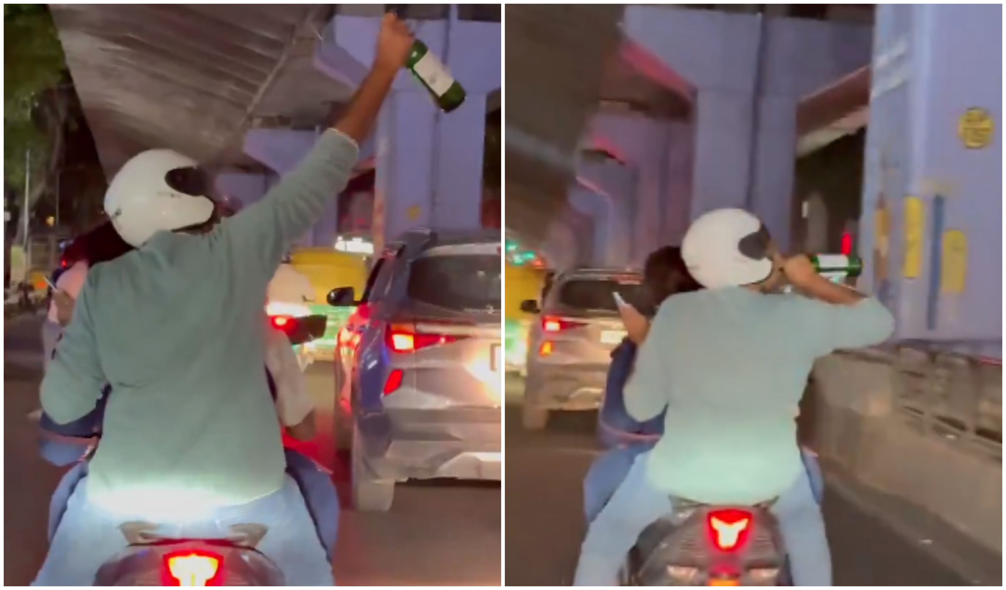 Watch | 'Drunk' youth caught on camera triple riding with beer bottle in hand in Bengaluru; Netizens fume, demand action