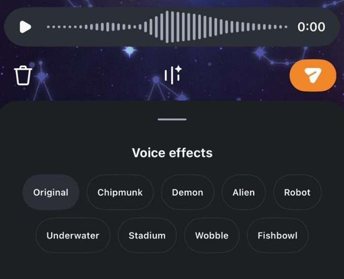 Voice Chat Effects feature of Instagram DM.