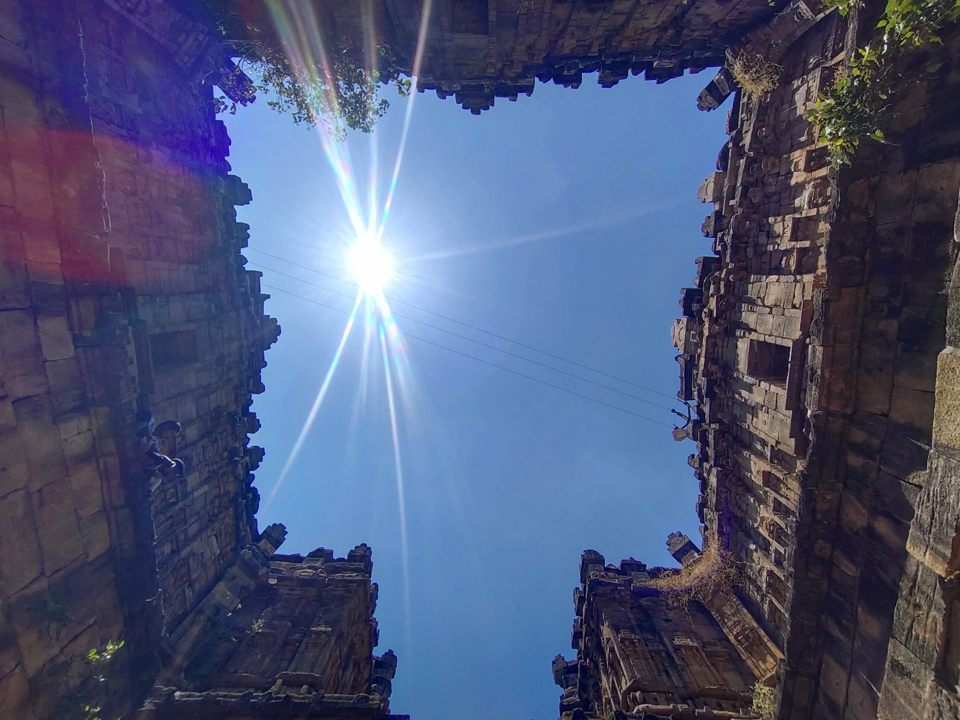 View up from the shaft of the Nagakunda stepwell Sudi in Gadag district. Photo by Srikumar M Menon