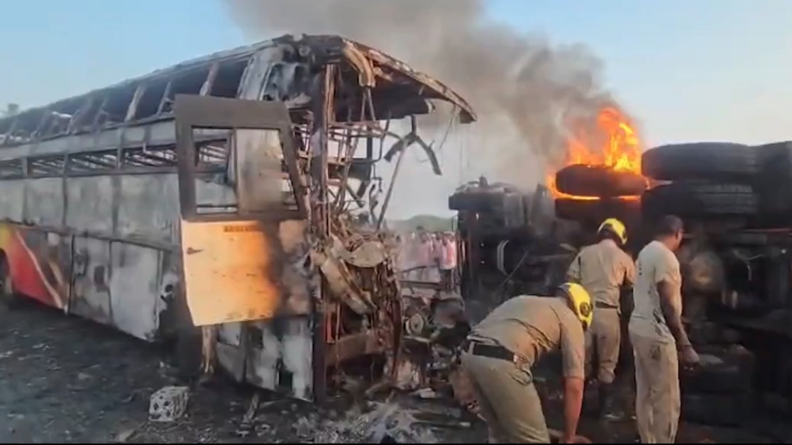13 dead as private bus catches fire after colliding with truck in Andhra Pradesh