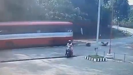 Watch: Two school students fall from moving KSRTC bus