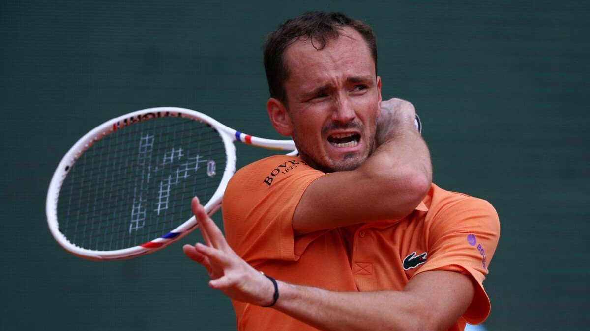 Russia's Medvedev smashes racket during 6-0 6-0 loss to Italy's Berrettini in Monte Carlo