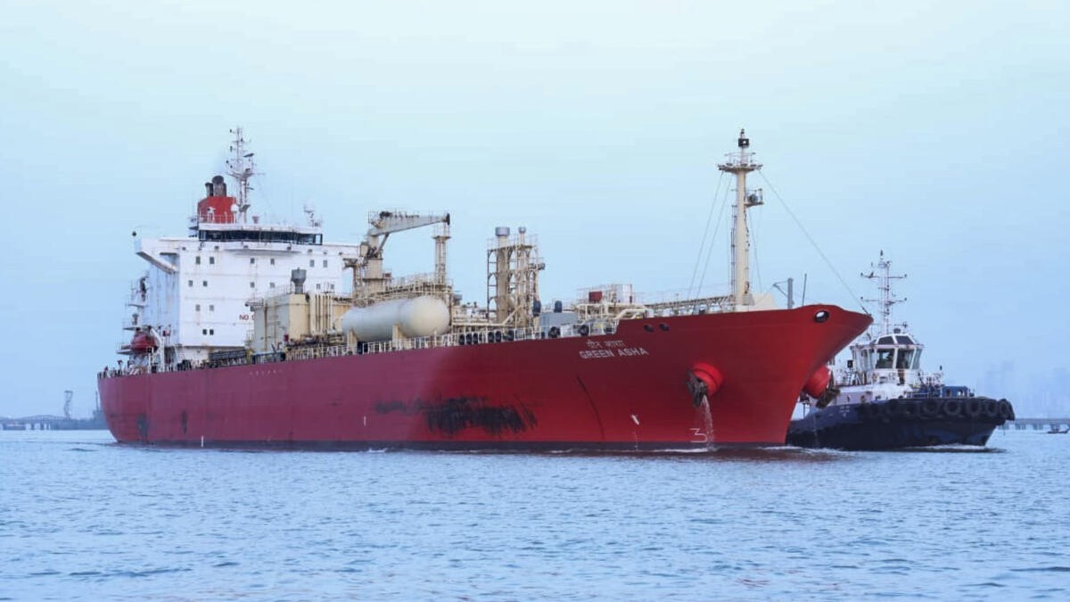 Indian-flagged tanker Green Asha carrying 15,400 tonnes of LPG docks at Maharashtra port