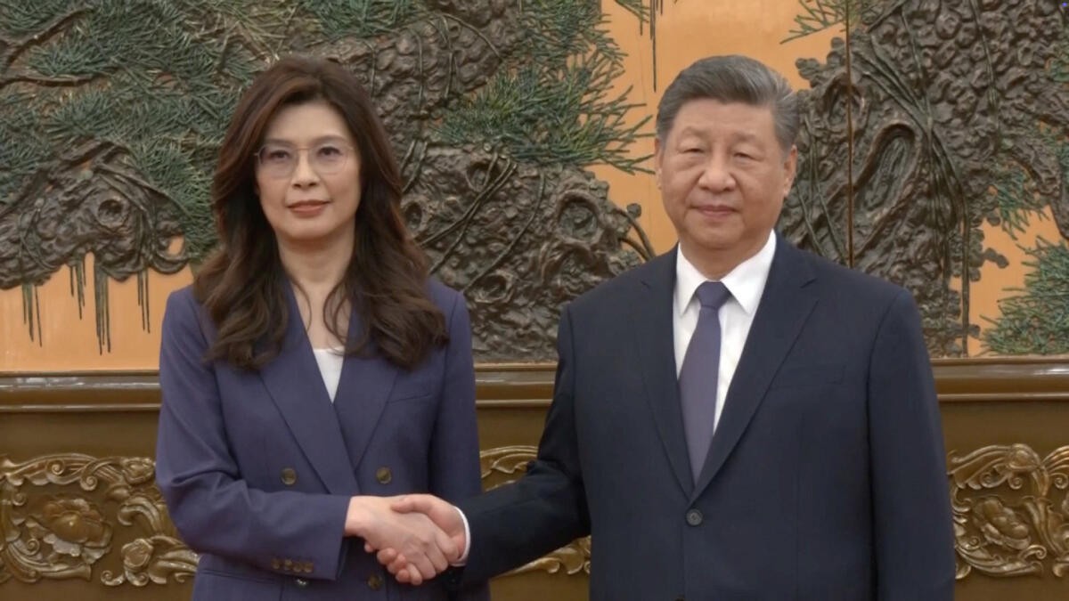 Chinese President Xi Jinping meets Taiwan's opposition leader Cheng Li-wun in Beijing